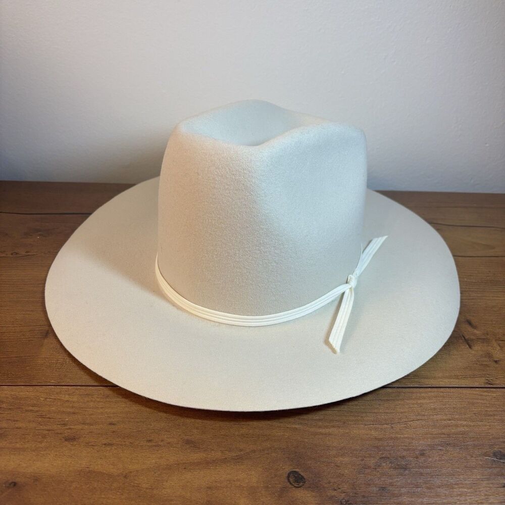 VTG Lanning Belleville Canada Wool Felt Western Cowboy Hat Cream Off-White 7 1/8 - Picture 1 of 11